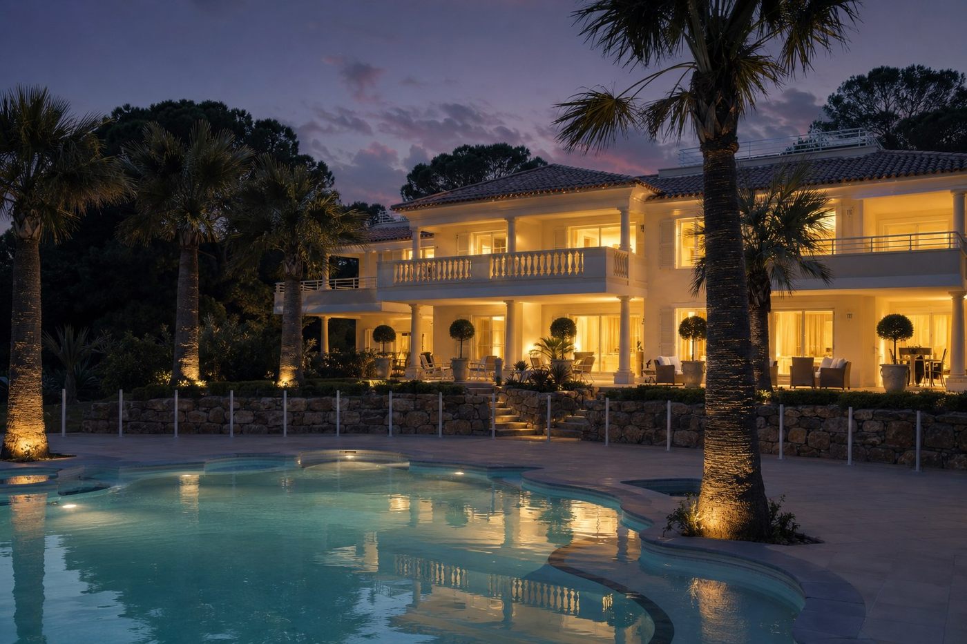 Crépuscule sur la piscine